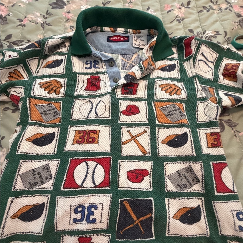 Vintage Bugle Boy Kids' Green Sports Polo Shirt